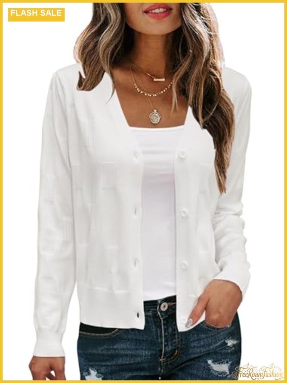 Cropped Cardigan Lightweight Shrug Sweater Button Down V Neck Long Sleeve